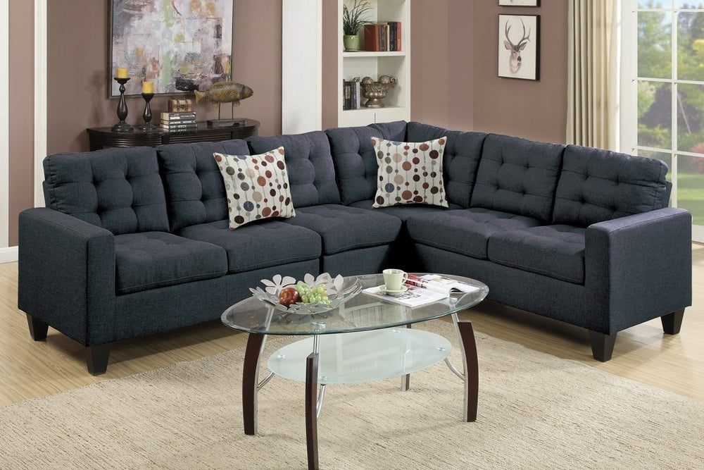 Bobkona Black Fabric Modular Sectional Sofa