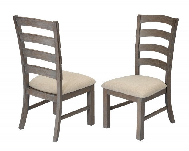 Bruna 2 Beige Linen Fabric/Wood Side Chairs