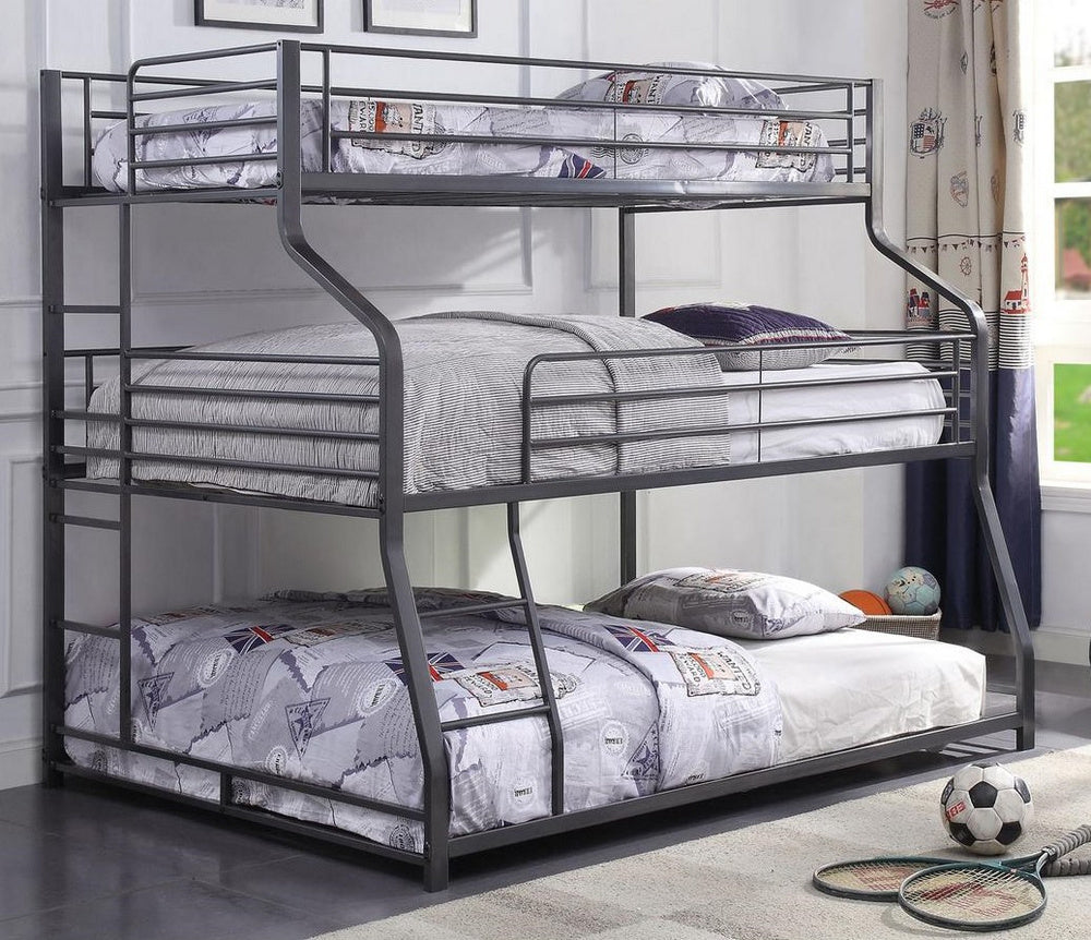 Caius II Gun Metal Three Layer Twin/Full/Queen Bunk Bed