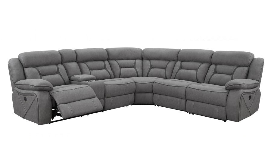 Camargue 4-Pc Grey Fabric Power Recliner Sectional Sofa