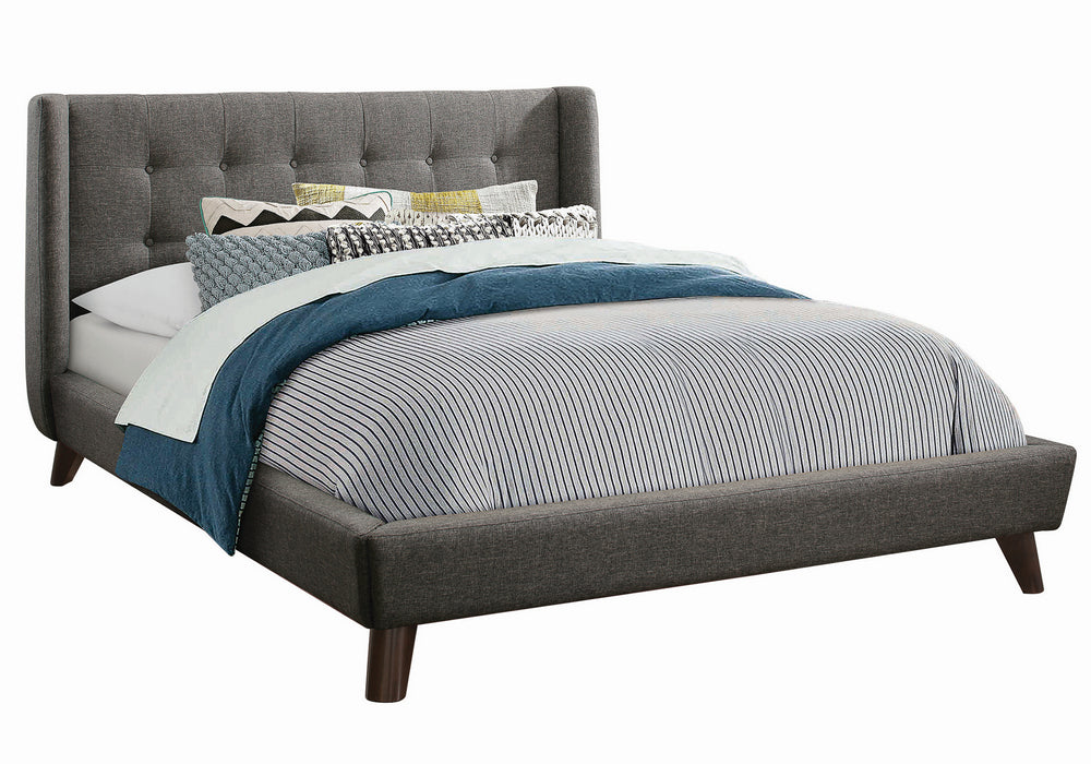 Carrington Grey Woven Fabric Full Platform Bed