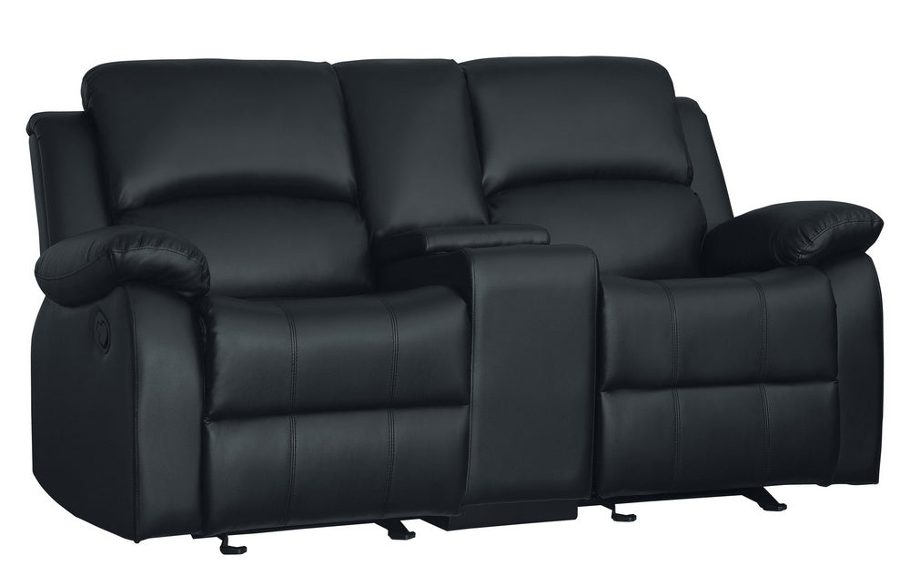 Clarkdale Black Manual Recliner Loveseat with Console