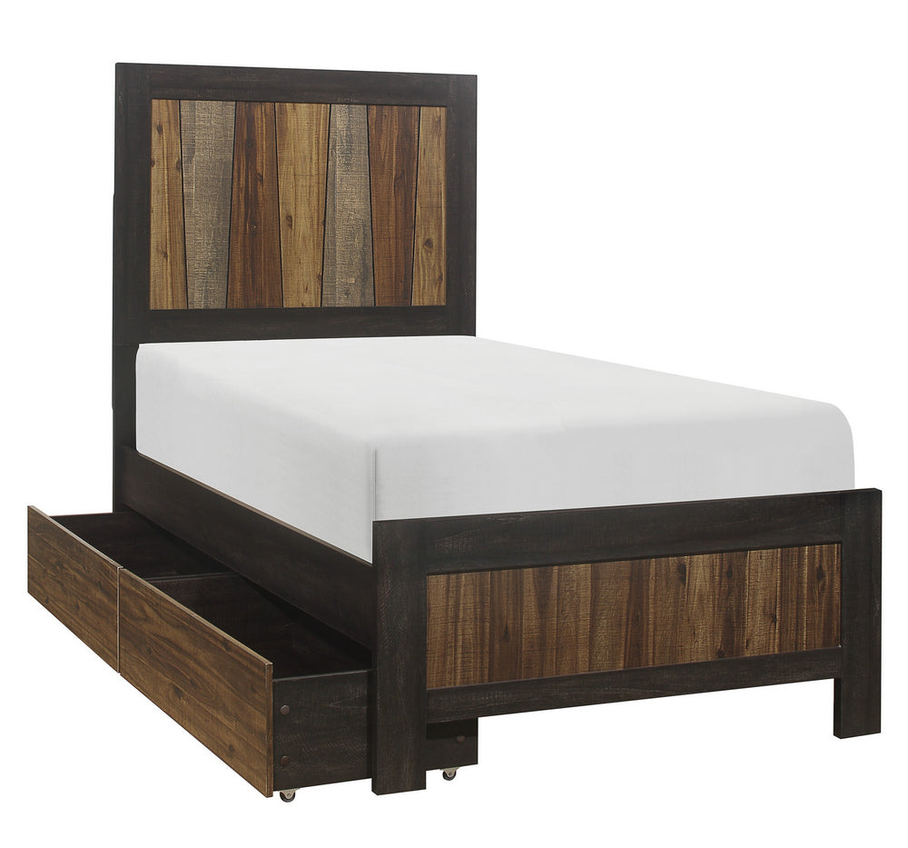 Cooper Multi-Tone Wire Brushed Twin Bed with Toy Boxes