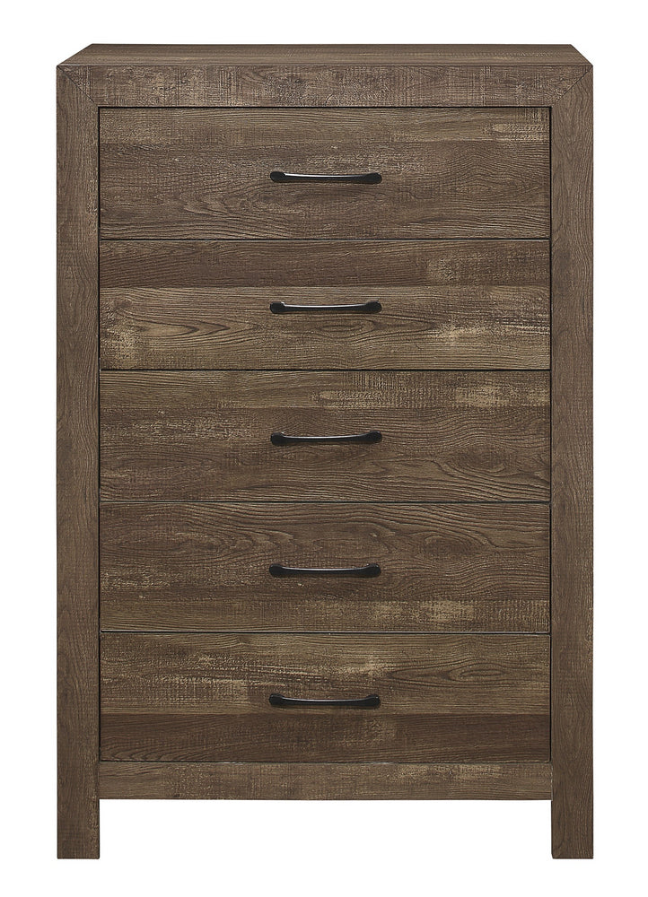 Corbin Rustic Brown Wood 5-Drawer Chest