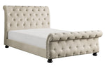 Crofton Beige Fabric Button Tufted Full Bed