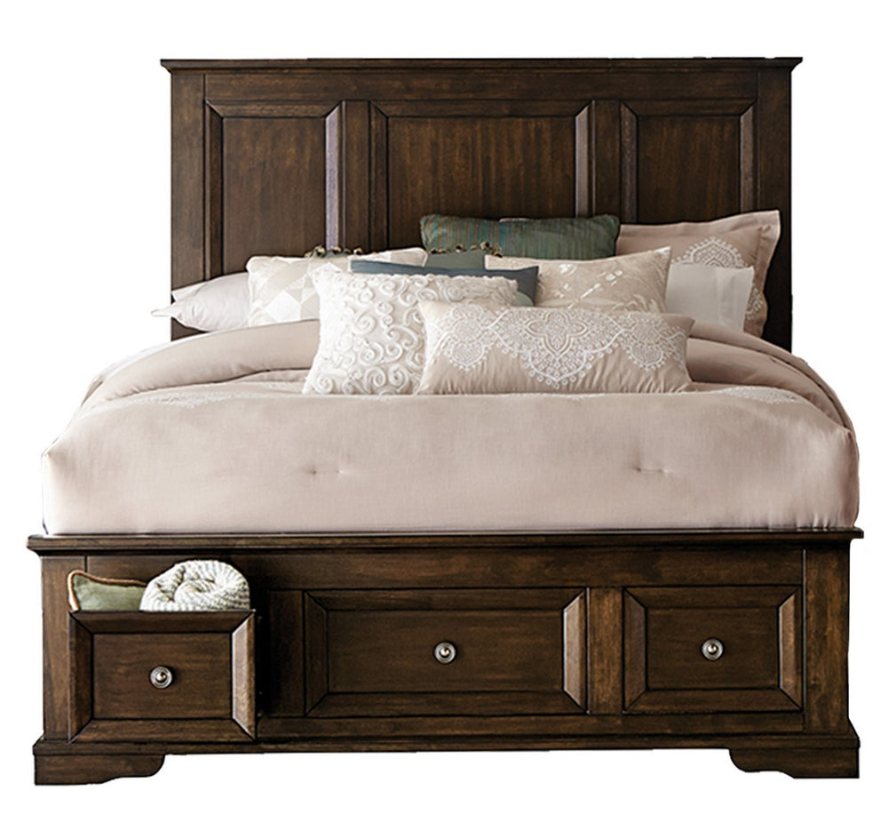 Eunice Espresso Wood Full Bed with Storage