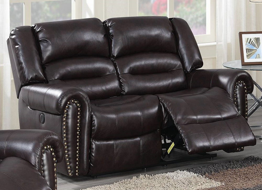 Johna Brown Bonded Leather Power Recliner Loveseat