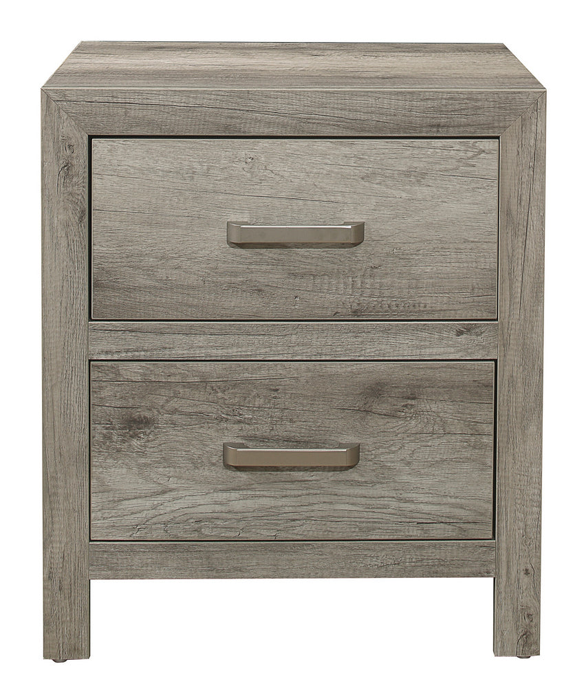 Mandan Gray Wood 2-Drawer Nightstand