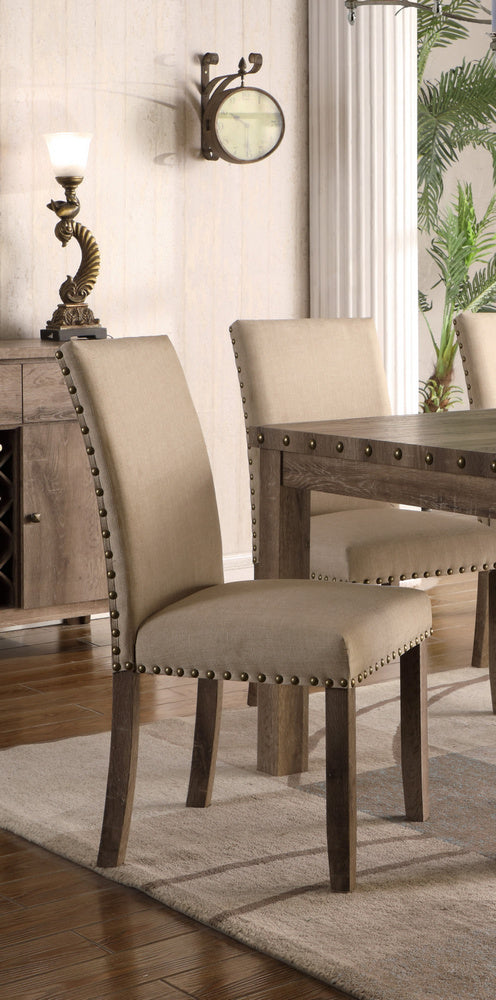 Karoline 2 Beige Linen/Wood Side Chairs