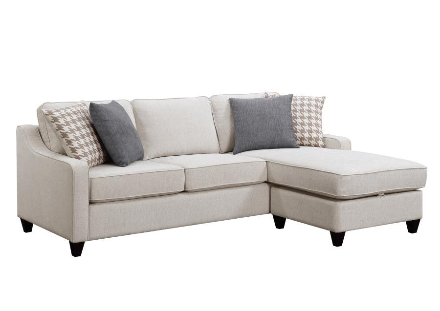 McLoughlin Cream Fabric Reversible Sectional Sofa