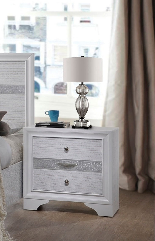 Naima White Wood 3-Drawer Nightstand