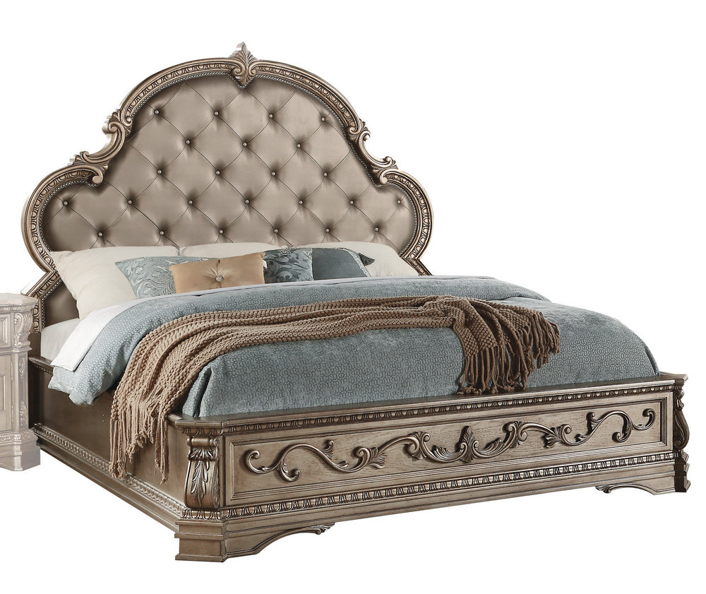 Northville Antique Silver Wood Queen Bed