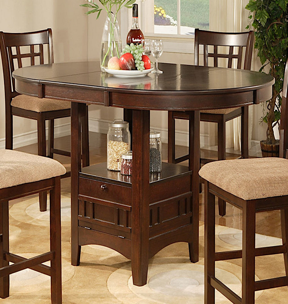 Orlanda Espresso Wood Counter Height Pedestal Table