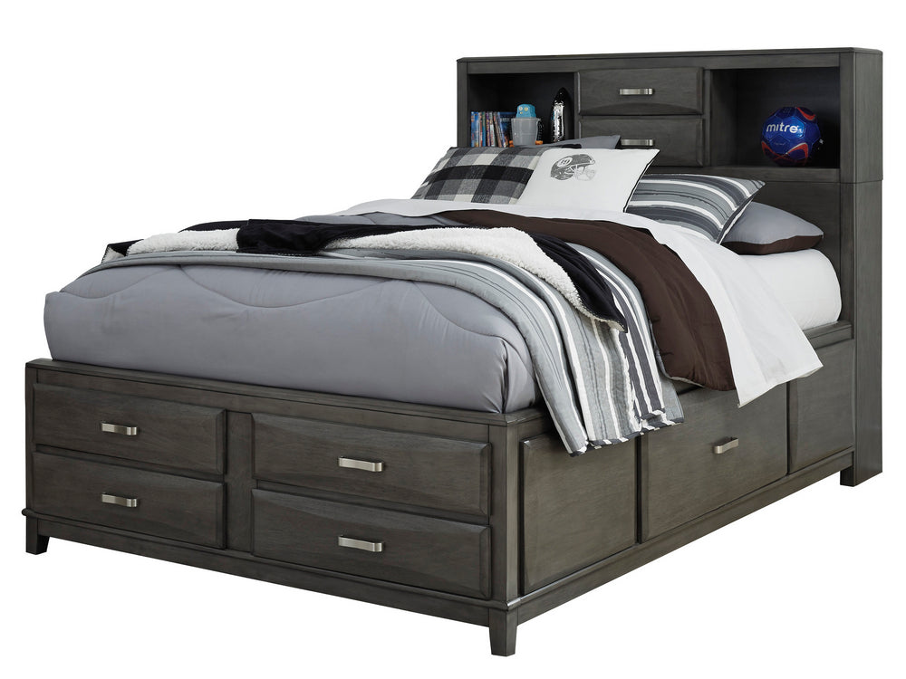 Caitbrook Gray Wood Full Storage Bed