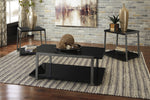 Rollynx 3-Pc Black Glass Coffee Table Set