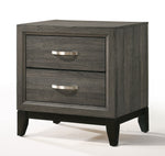 Valdemar Weathered Gray Wood Nightstand with 2 Drawers