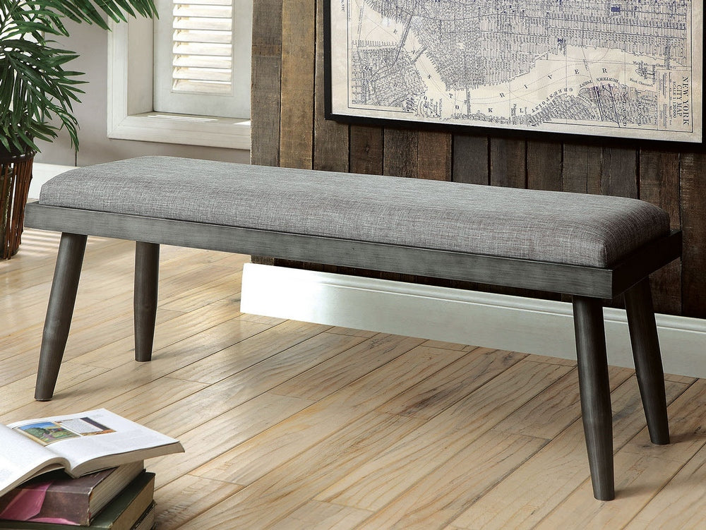 Vilhelm Gray Fabric/Metal Dining Bench