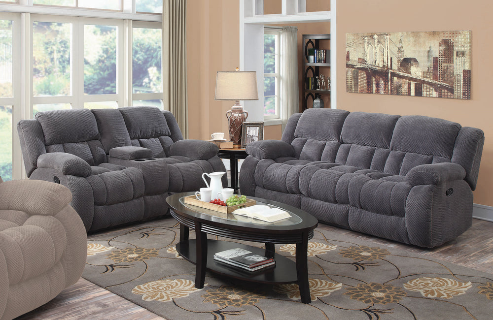 Weissman 2-Pc Charcoal Fleece Manual Recliner Sofa Set