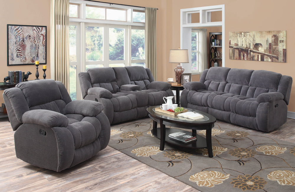 Weissman 3-Pc Charcoal Fleece Manual Recliner Sofa Set