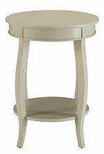 Aberta Antique White Wood Round Side Table with Shelf