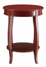 Aberta Red Wood Round Side Table with Shelf