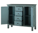 Abrail Antique Blue Wood Accent Table with Mirrored Panels