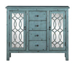 Abrail Antique Blue Wood Accent Table with Mirrored Panels