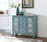 Abrail Antique Blue Wood Accent Table with Mirrored Panels