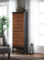 Abrea Rich Brown/Black Tall Accent Cabinet