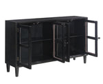 Abree Black Wood Accent Cabinet with Glass Doors