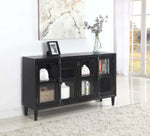 Abree Black Wood Accent Cabinet with Glass Doors