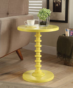 Acton Yellow Wood Round Side Table with Turned Pedestal