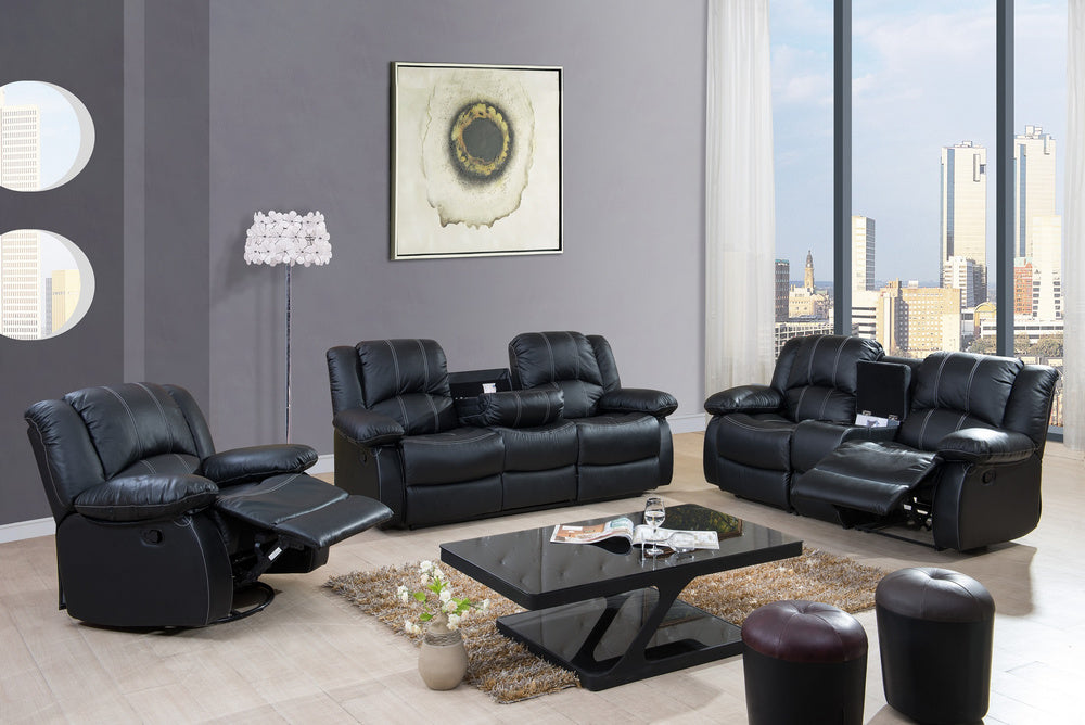 Ada Black PU Leather Manual Recliner Sofa