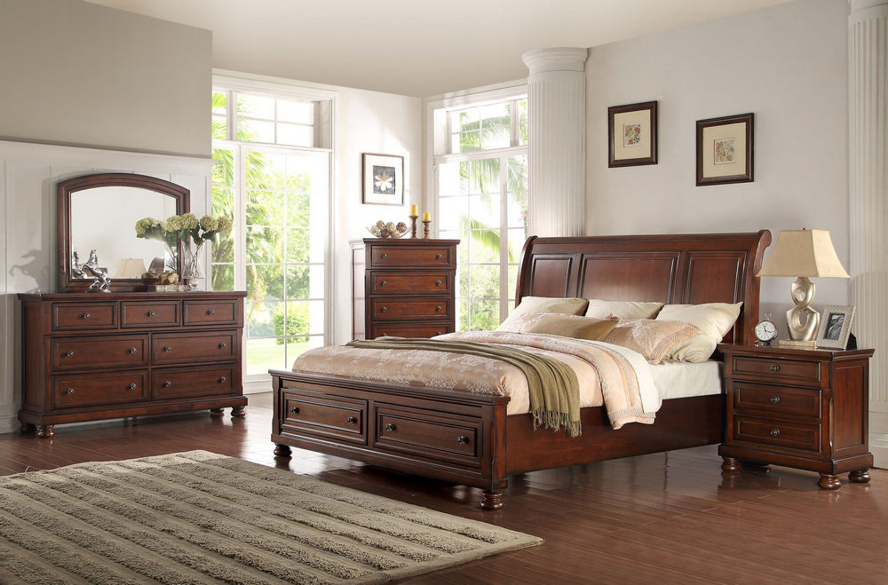 Alessa Cherry Wood King Bed (Oversized)