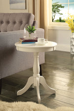 Alger White Wood Round Side Table