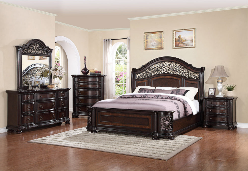 Allison Dark Brown Queen Bed (Oversized)