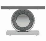 Amala Clear Mirror Console Table with Circular Base