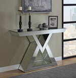 Amala Clear Mirror Console Table with Triangular Base