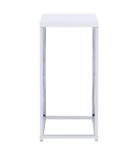 Ambrose Chrome Finish Accent Table with Glossy White Top