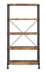 Analiese Antique Nutmeg Wood/Black Metal Bookcase