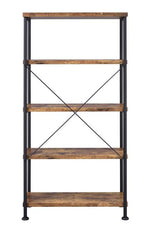 Analiese Antique Nutmeg Wood/Black Metal Bookcase