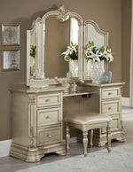 Antoinetta Champagne Wood Vanity Table with Mirror