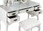 Ashland White Wood Vanity with Mirror & Stool