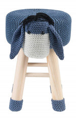 Astride Donkey Blue Fabric/Wood Kids Stool