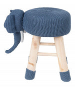 Astride Elephant Blue Fabric/Wood Kids Stool