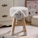 Astride Sheep White Fabric/Wood Kids Stool