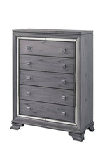 Alanis Light Gray Wood Chest with Mirror Trim