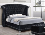 Barzini 5-Pc Black Velvet/Wood King Bedroom Set (Oversized)