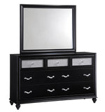 Barzini 5-Pc Black Velvet/Wood Queen Bedroom Set