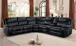 Bastrop 3-Pc Black Manual Recliner Sectional Sofa